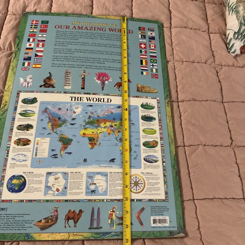 Vtg Y2K 2000 My Big Book of Our Amazing World Board Book Educational Geography